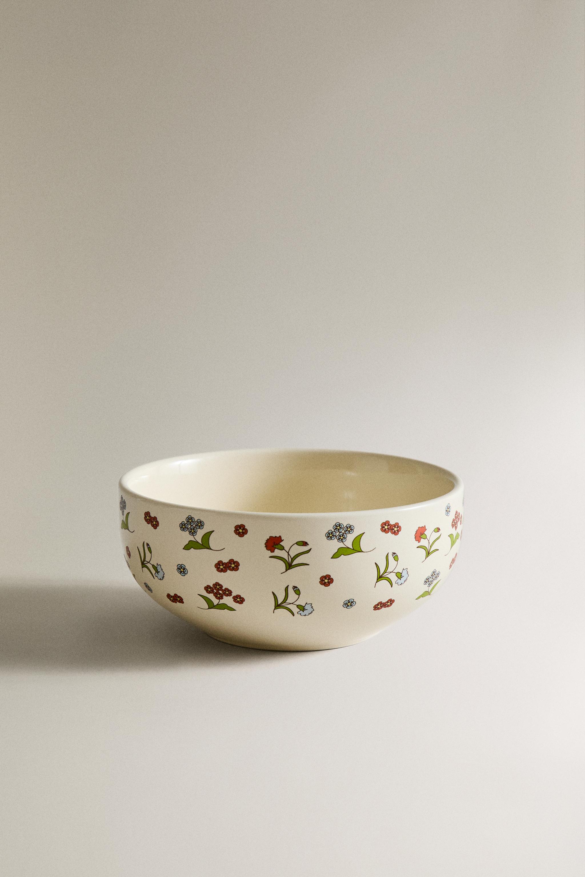 KIDS' FLORAL STONEWARE BOWL